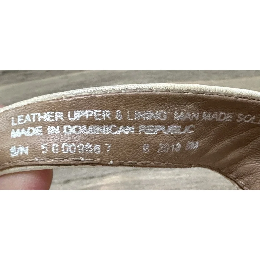 Tory Burch Thora Thong Sandals Beige Leather Gold Logo Size 8 Women's
